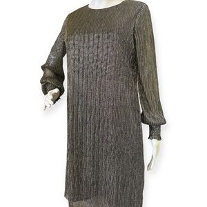 Elegant Foil Metallic Long Sleeve Dress